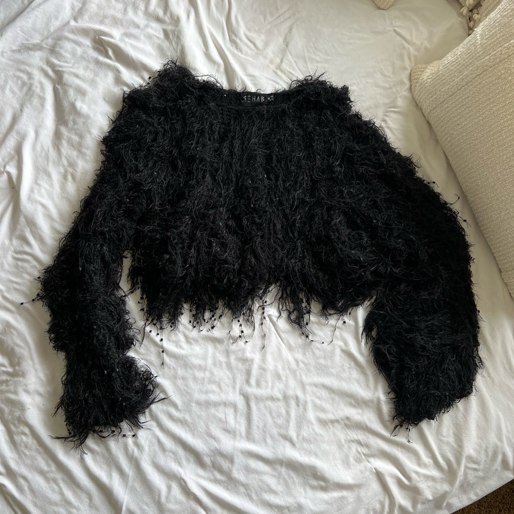 Black Furry Shrug from REHAB